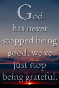 God has never stopped being good, we've just stop being grateful.